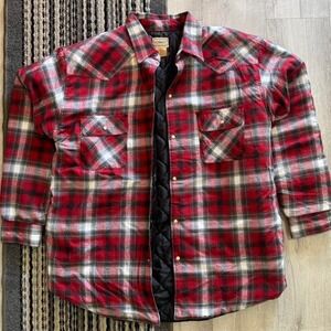 Vintage C.E. Schmidt Red Plaid Flannel Jacket Quilt Lined Workwear 2XL